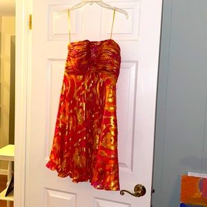 Oleg Cassini Silk Strapless Cocktail Dress